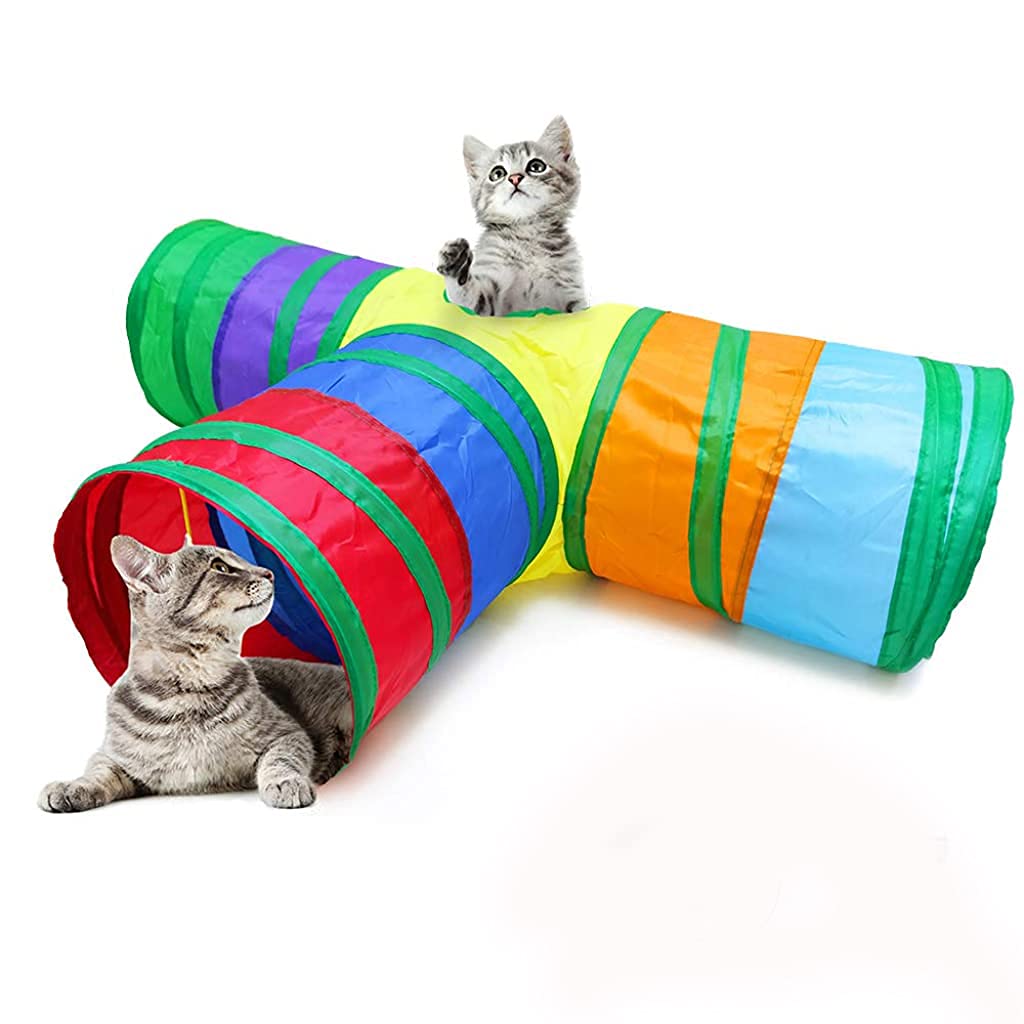 Qpets Cat Toys 3 Way Cat Tunnel Pet Tube Collapsible Play Toy Indoor Outdoor Kitty Puppy Toys for Puzzle Exercising Hiding Training Toy (3 Way) Qpets Cat Toys 3 Way Cat Tunnel Pet Tube Collapsible Play Toy Indoor Outdoor Kitty Puppy Toys for Puzzle Exercising Hiding Training Toy (3 Way)
